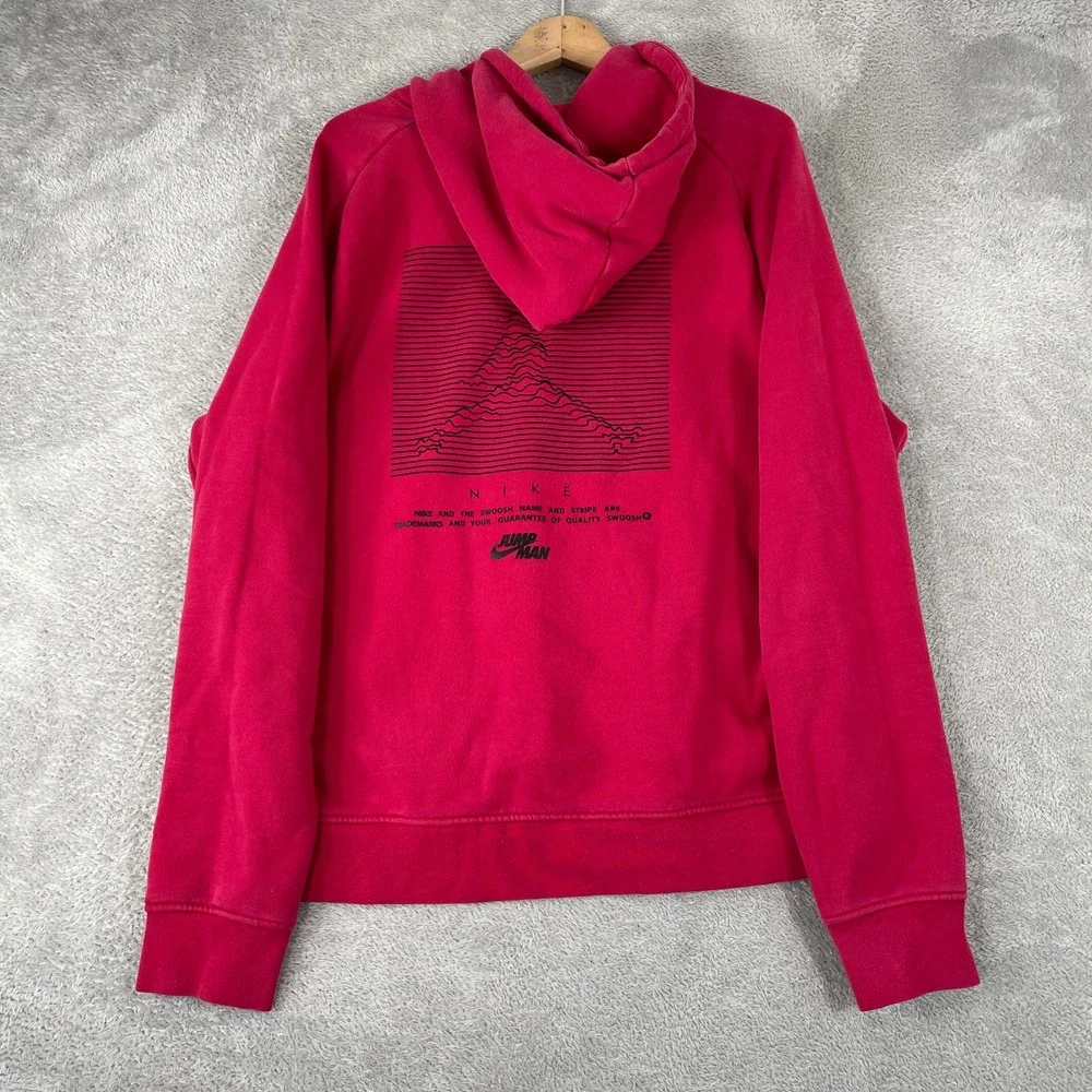 Jordan Jumpman Hoodie Mens Large Red Topographic Back Graphic Fleece Pullover